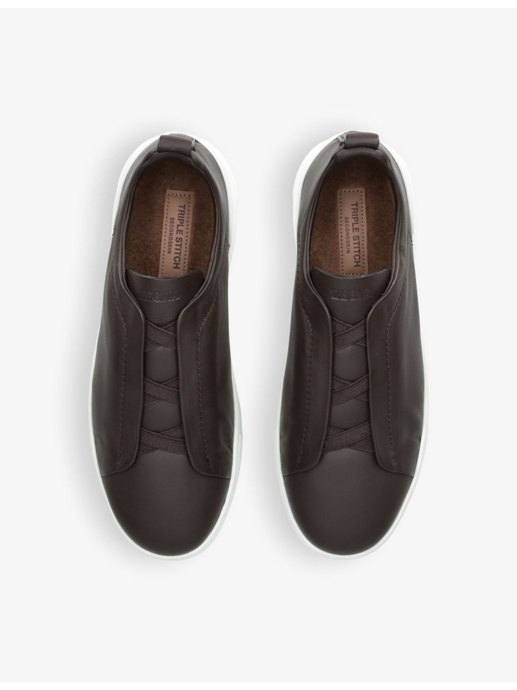 Triple-stitch low-top leather trainers - 2