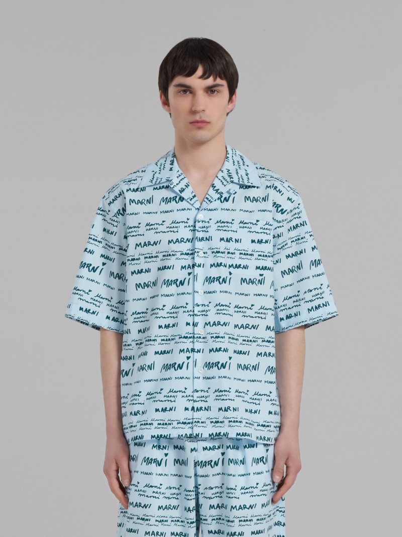 Marni ICE BLUE COTTON BOWLING SHIRT WITH MEGA MARNI PRINT outlook