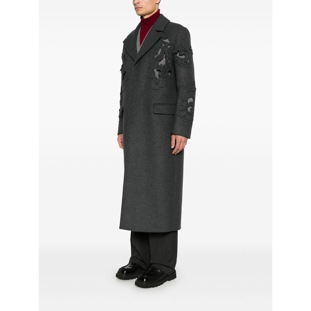 Valentino Grey Coats - Single Breasted Coats Men - 3