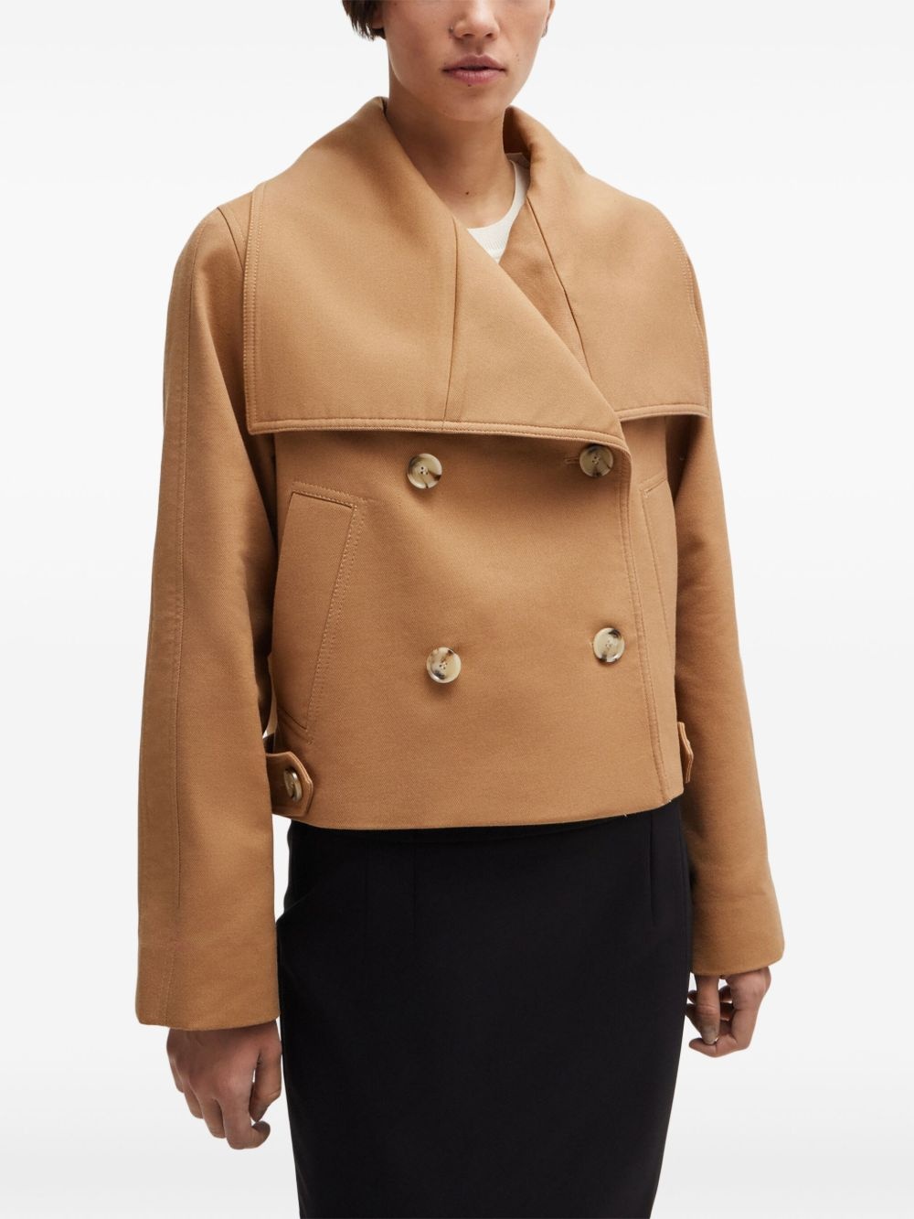 draped-collar cropped jacket - 3