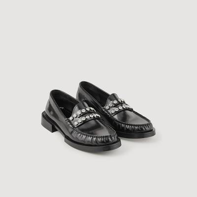 Sandro Leather loafers with rhinestones outlook