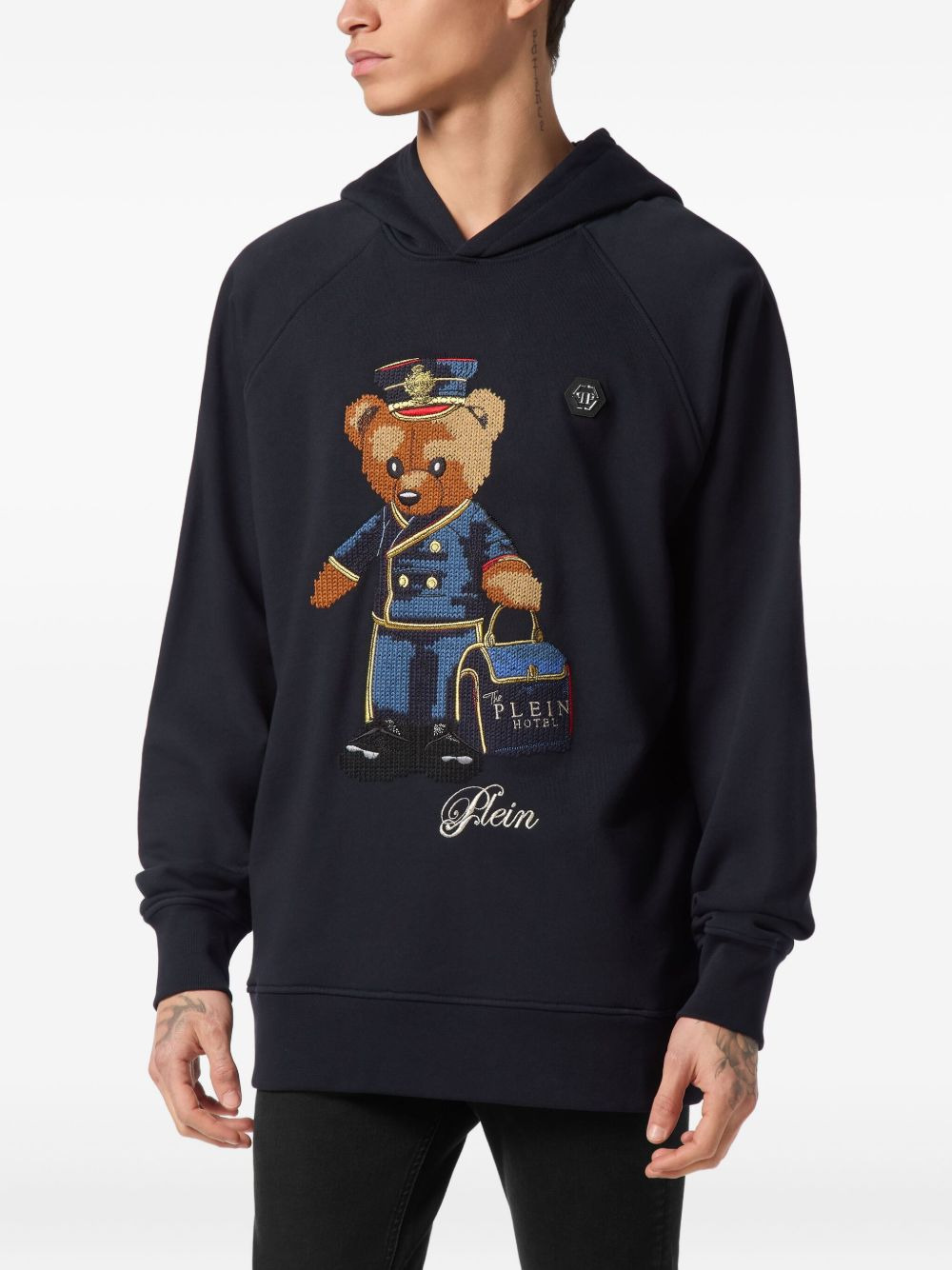 teddy-bear embroidered hoodie - 2