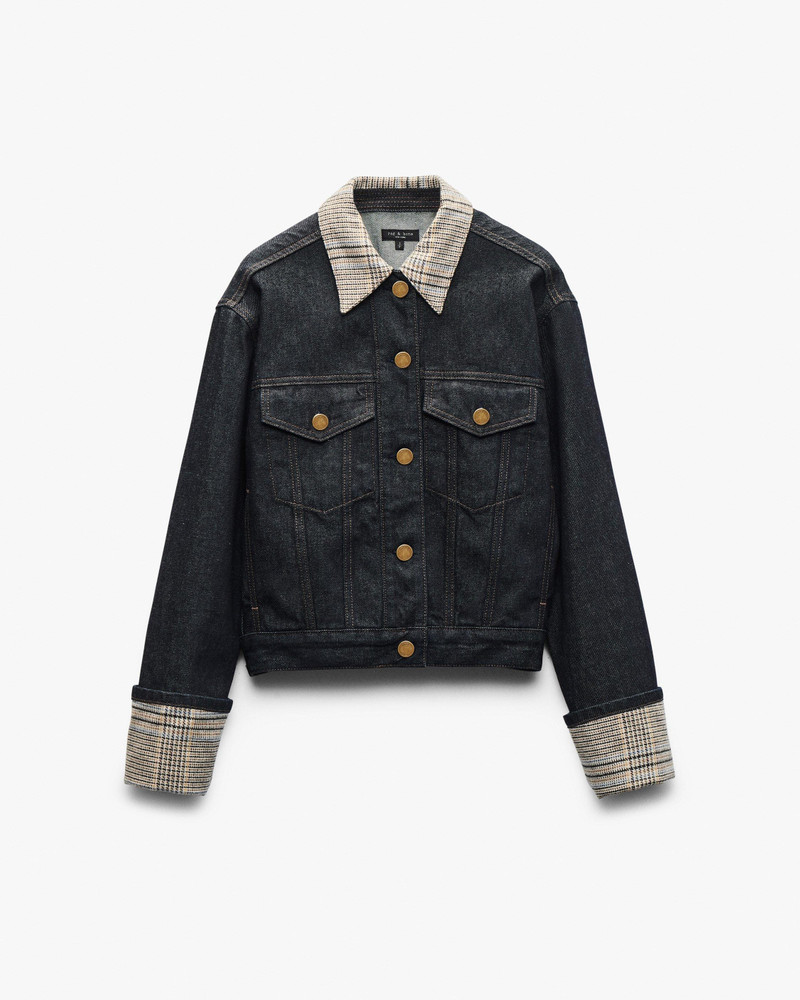 Harriet Denim Trucker Jacket Lightweight Rigid in Twilight Combo 1