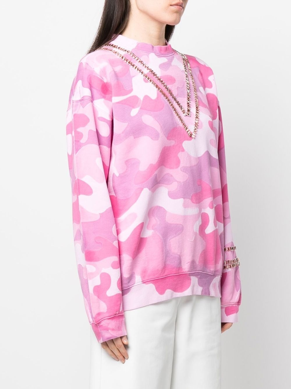 camouflage-print crystal-embellished sweatshirt - 3