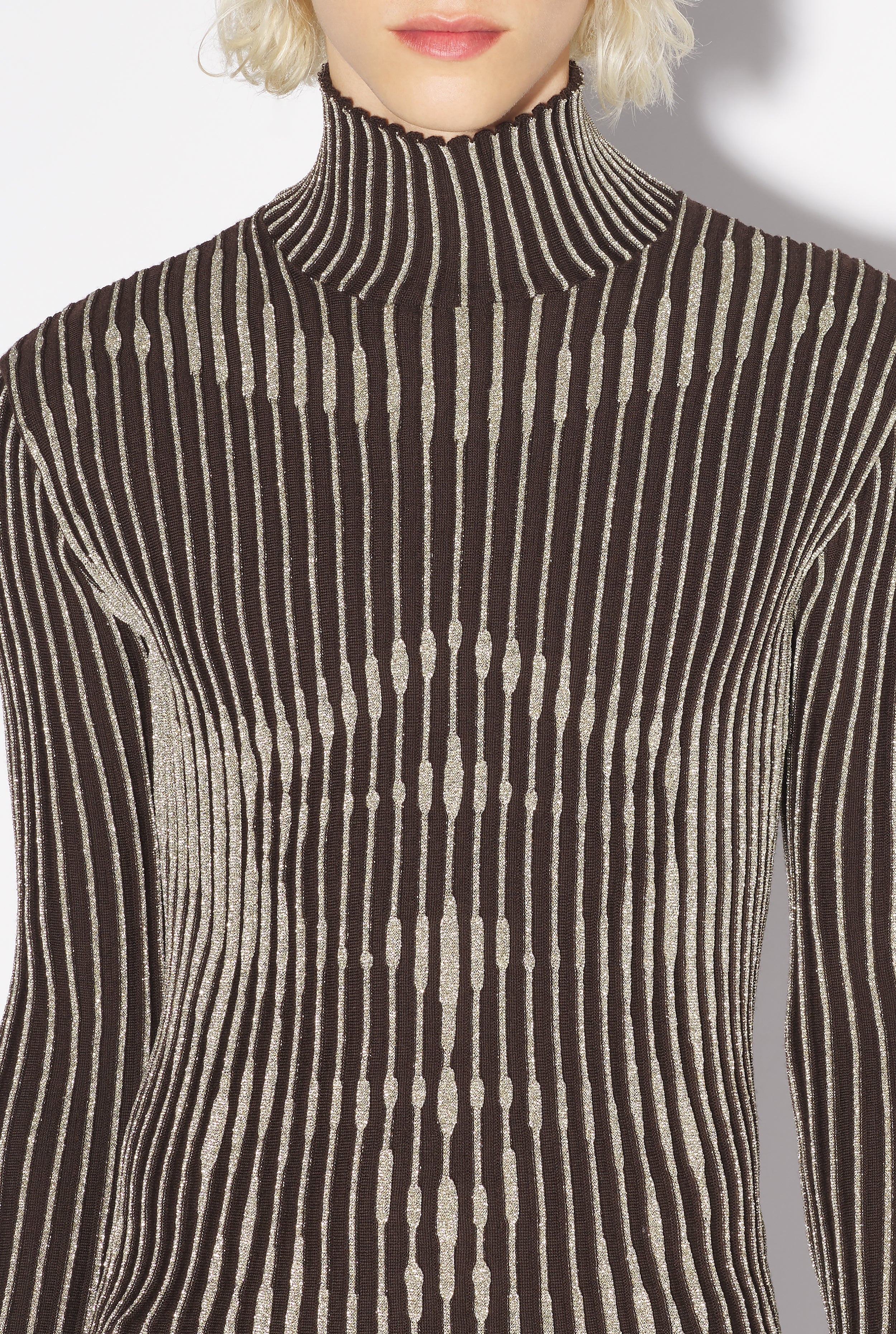 THE BROWN TROMPE-L’OEIL LUREX TOP - 4