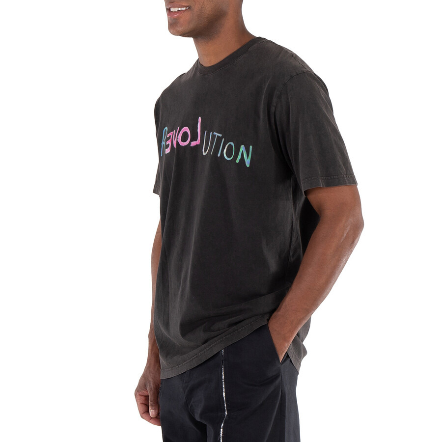 Bluemarble Men's Black Revolution Text-Print Cotton T-Shirt - 7