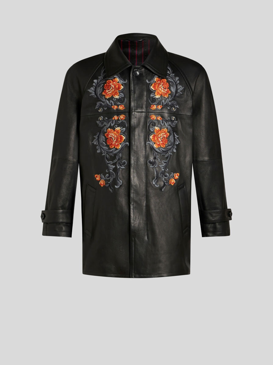 LEATHER JACKET WITH EMBROIDERY - 1