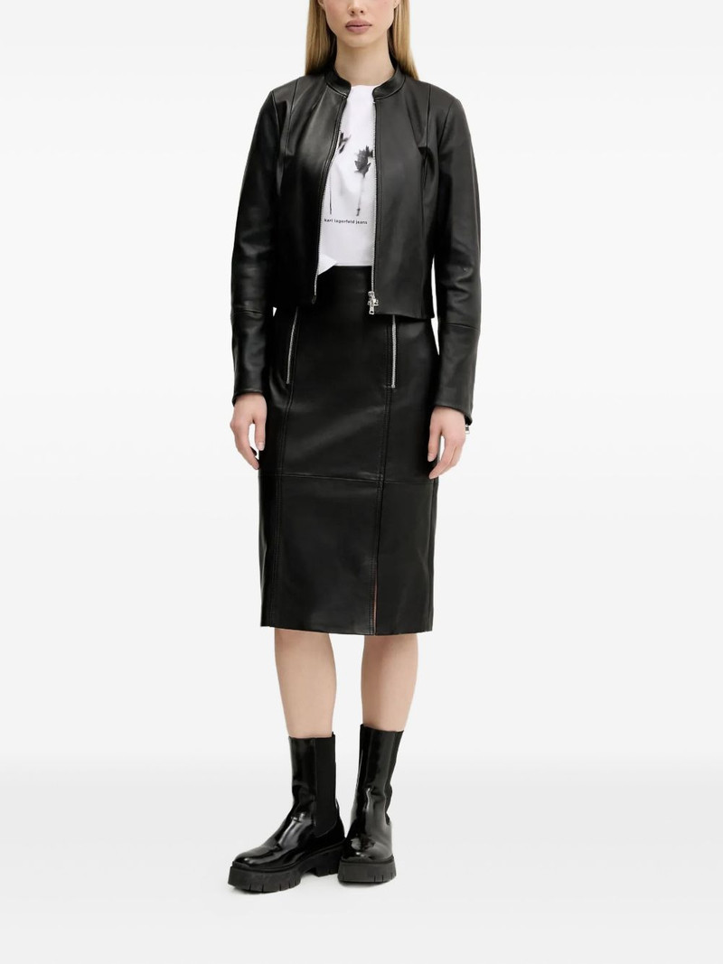 HUGO zip-front panelled leather jacket outlook