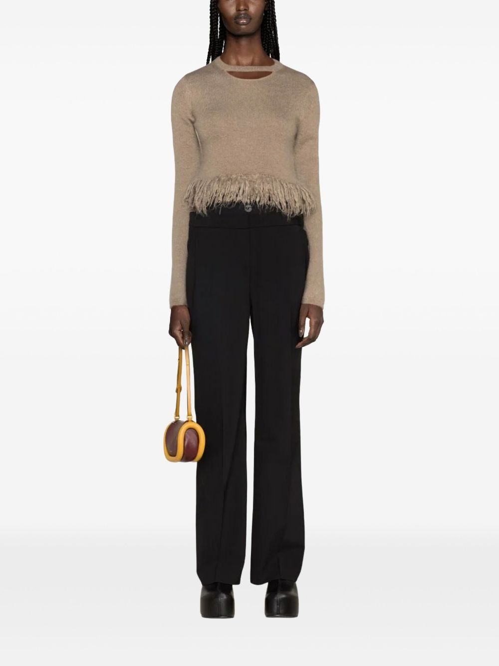 fringed-hem cropped jumper - 2