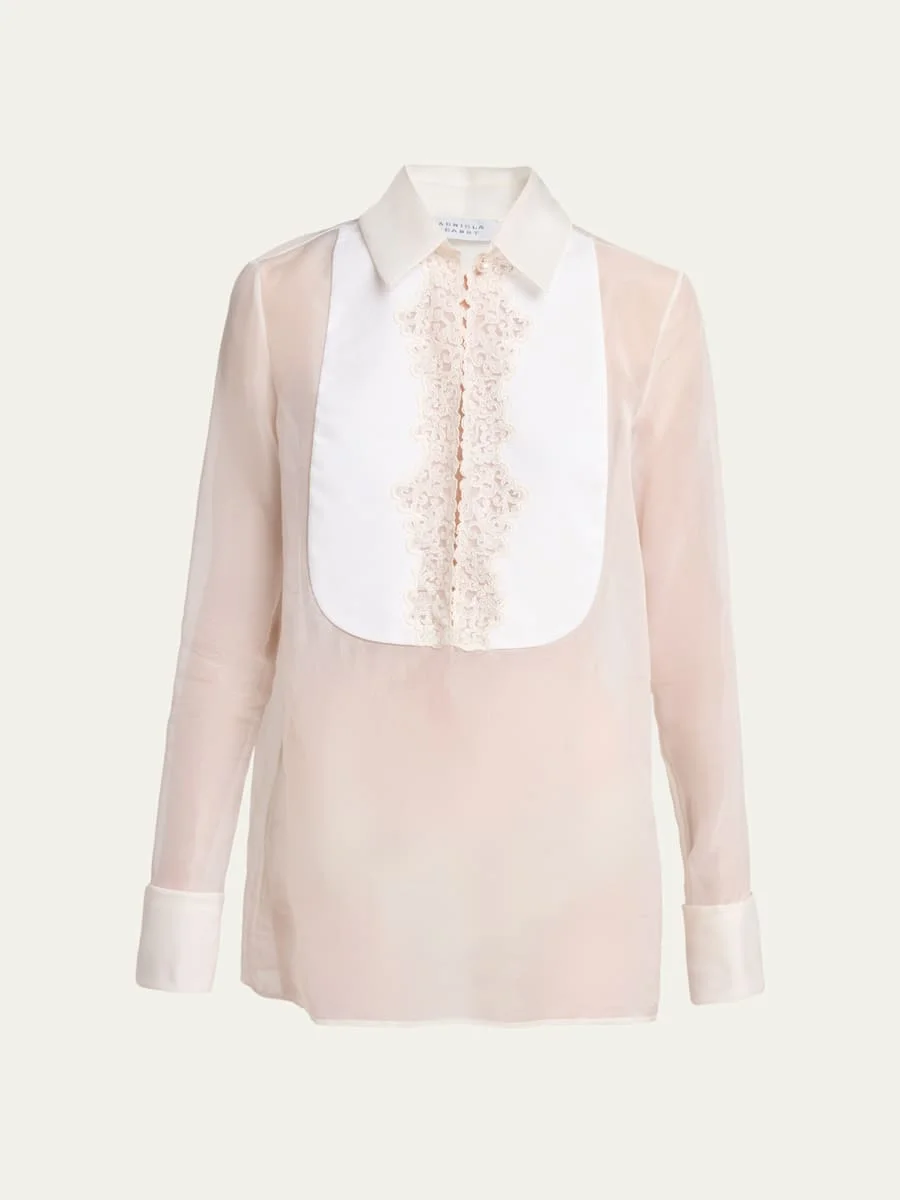 Oriana Silk Organza Bib Blouse - 1
