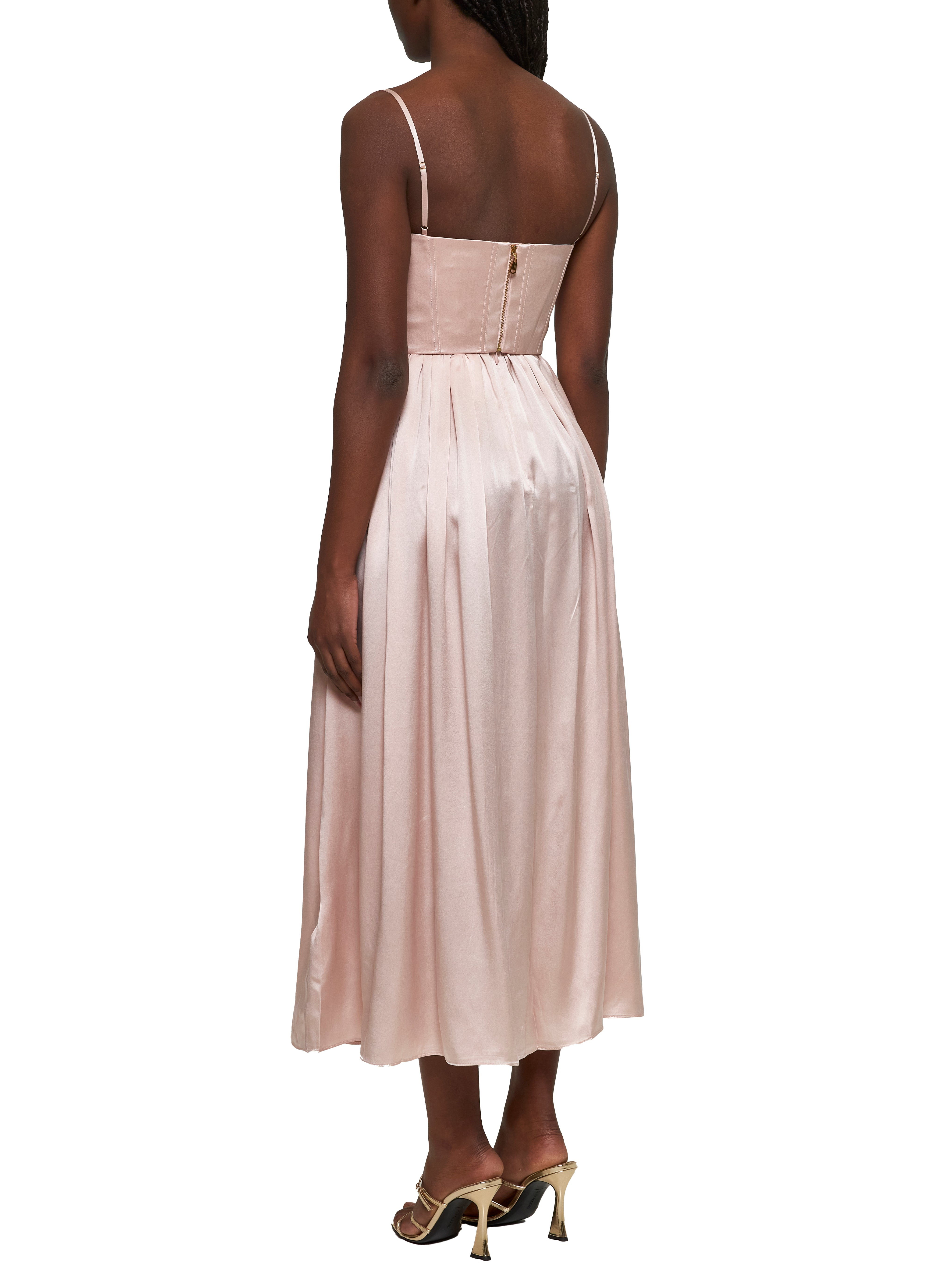 Pink silk corset midi dress - 3