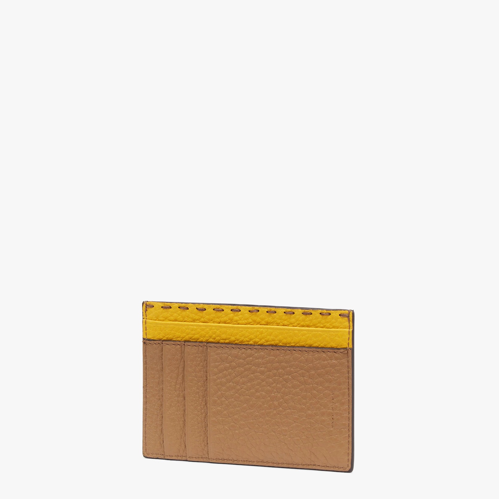Large card holder with front zipper pocket. With five slots on the reverse side. Made of beige Cuoio - 2