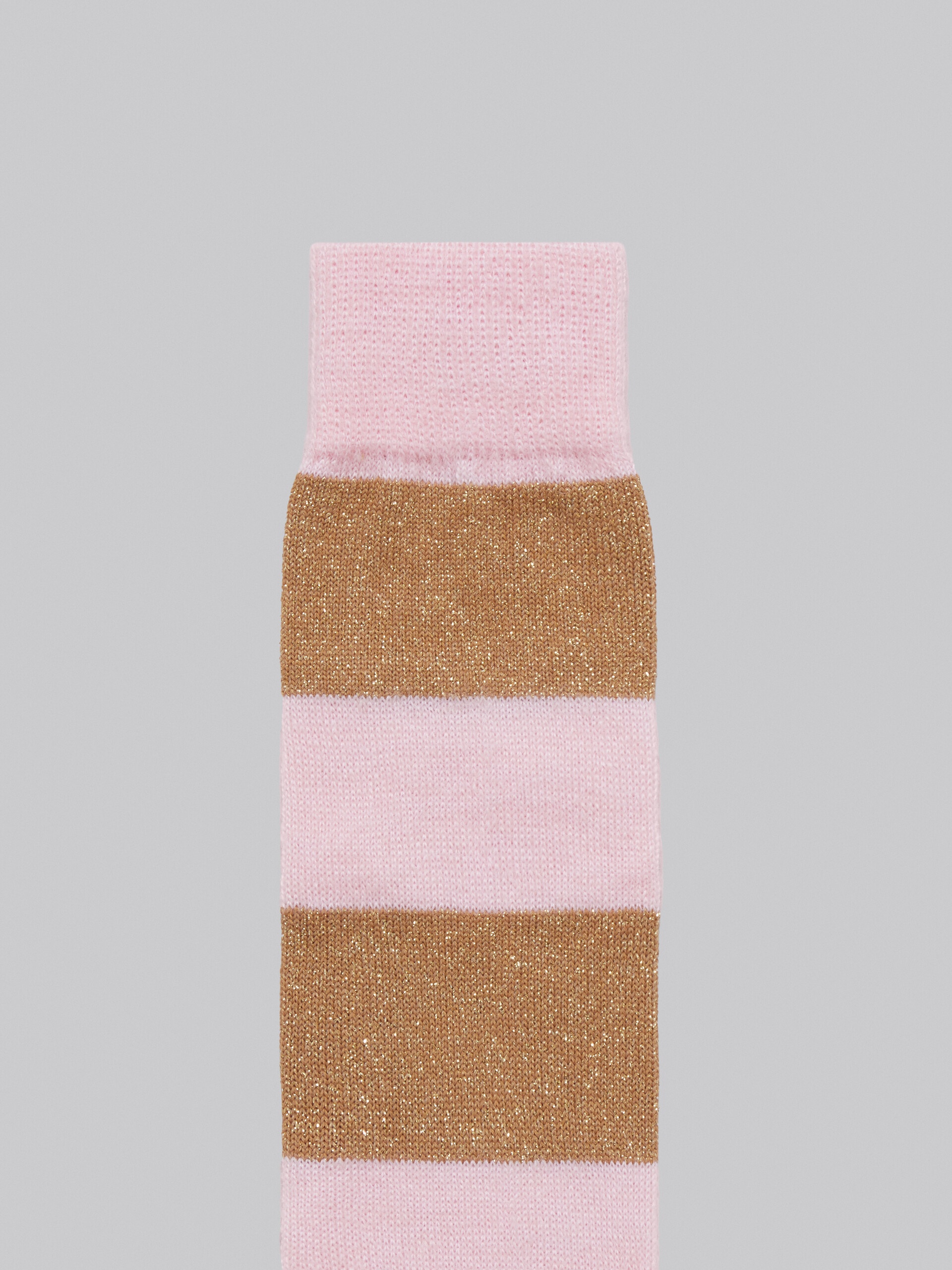 PINK MOHAIR-COTTON SOCKS WITH LUREX STRIPES - 3