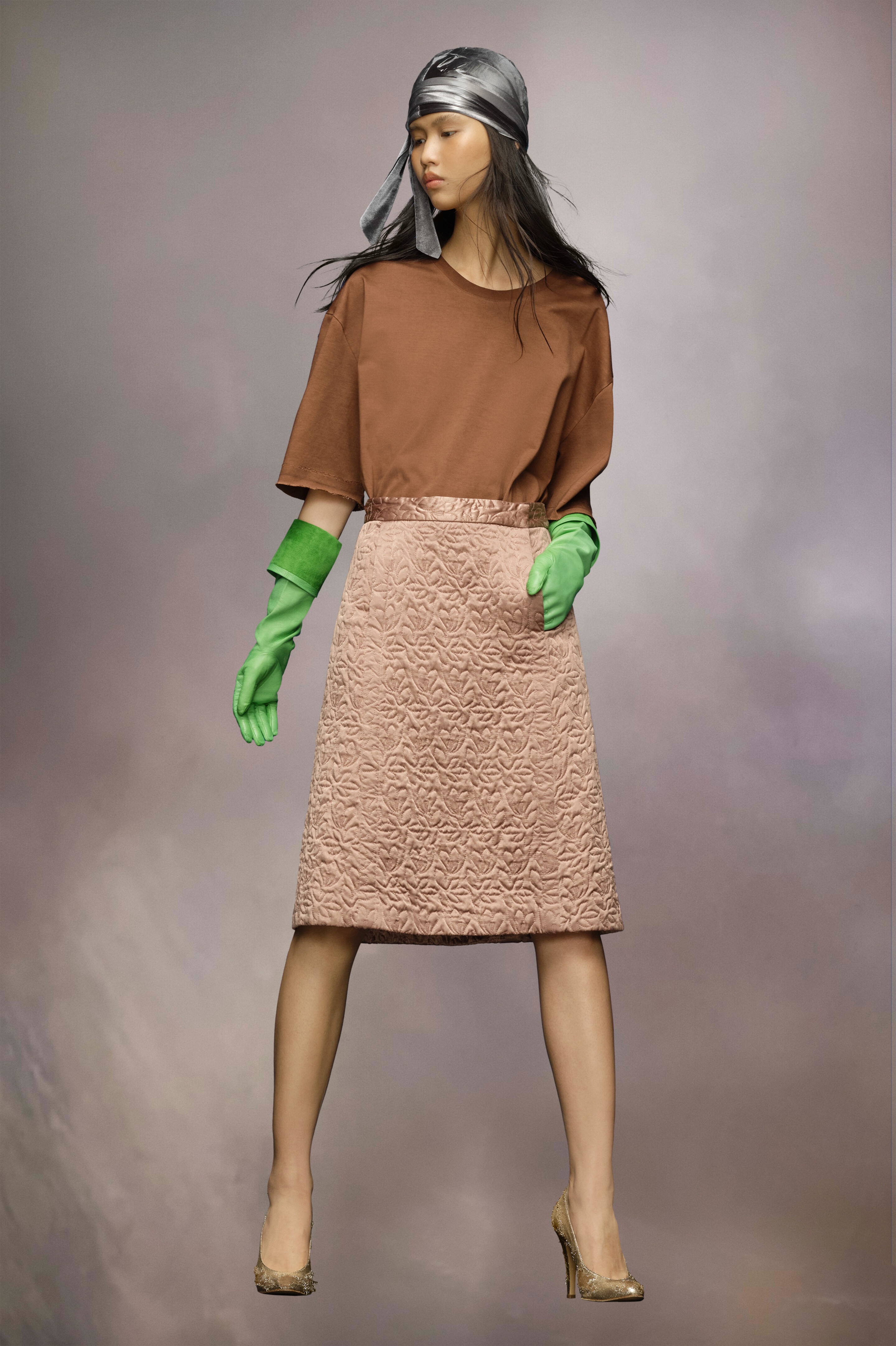 Quilted satin skirt - 2