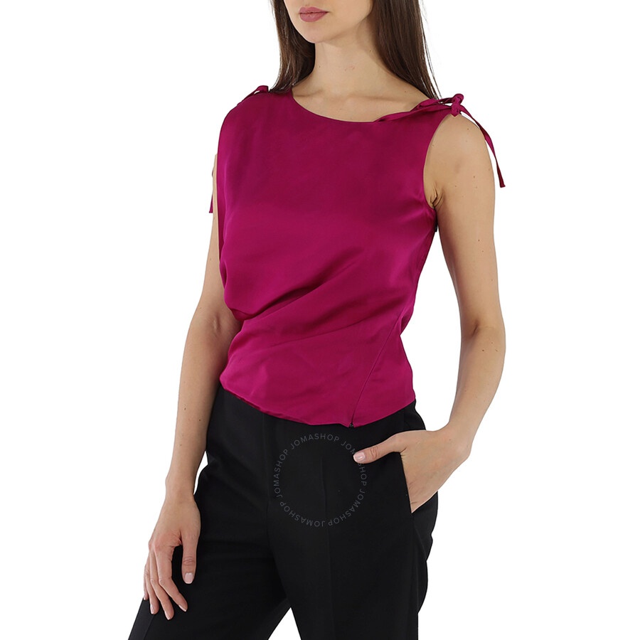 Atlein Ladies Purple Cowl Neck Satin Top, Brand Size 36 (US Size 2) - 5