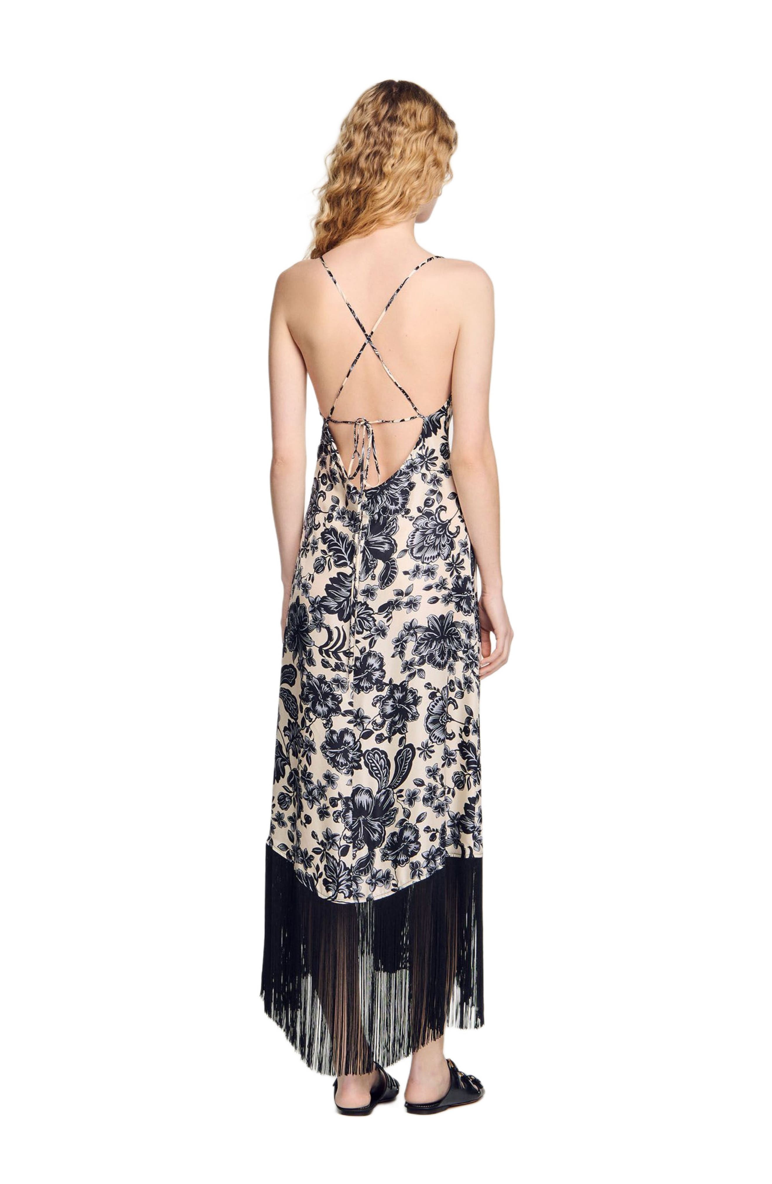 SANDRO Floral print maxi dress in Ecru /Black at Nordstrom - 2