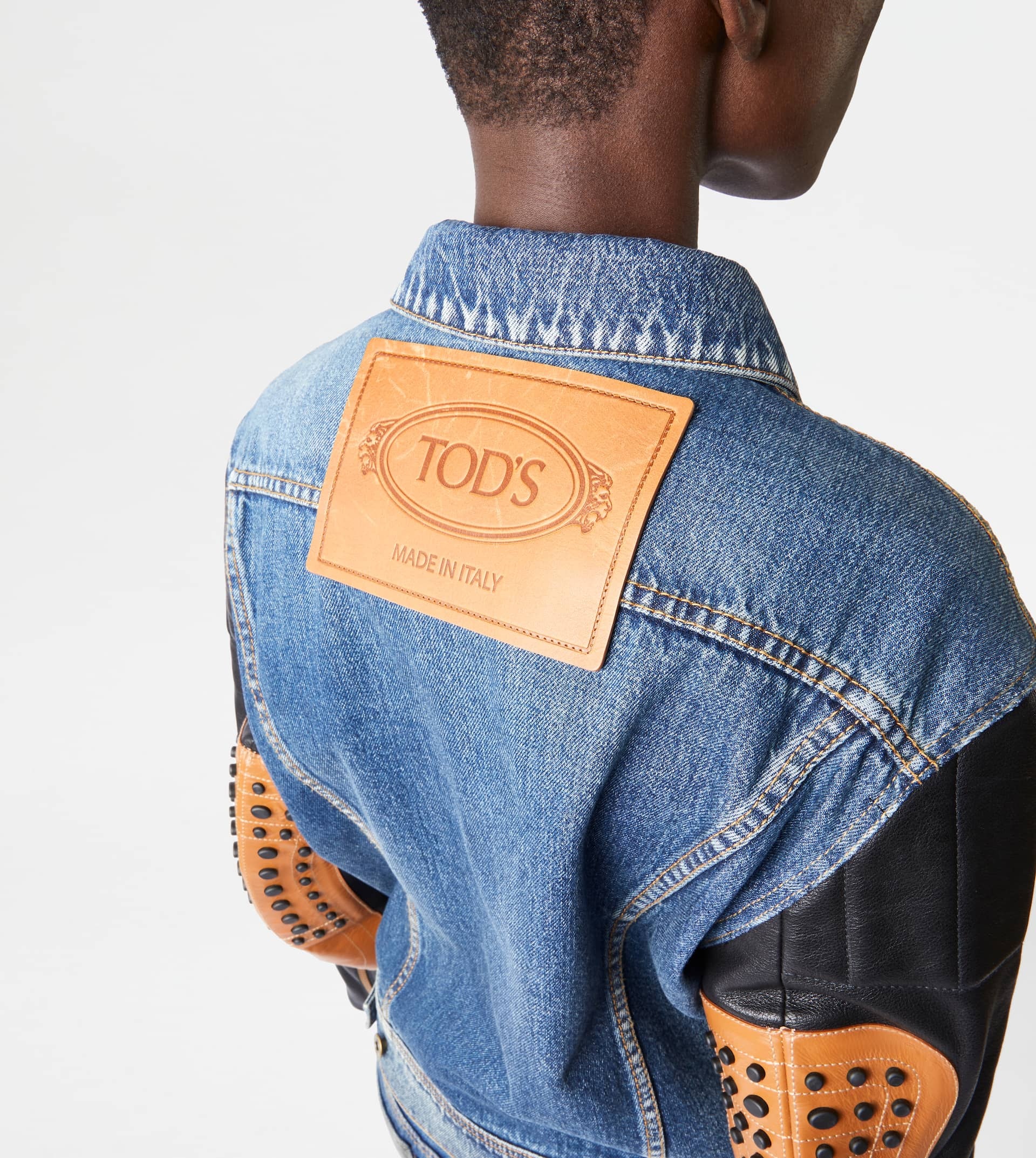 TOD'S BIKER IN DENIM AND LEATHER - BLUE - 5