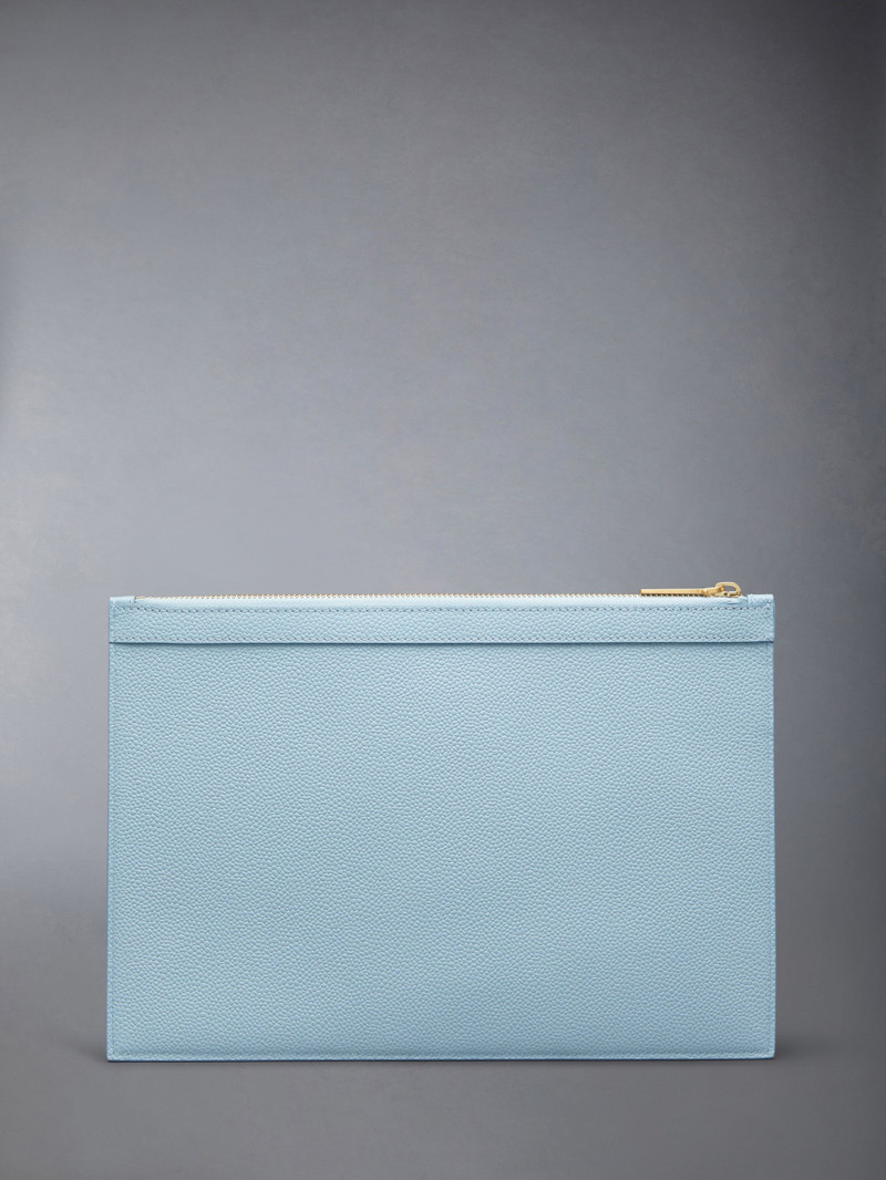 Thom Browne logo-print leather clutch bag outlook