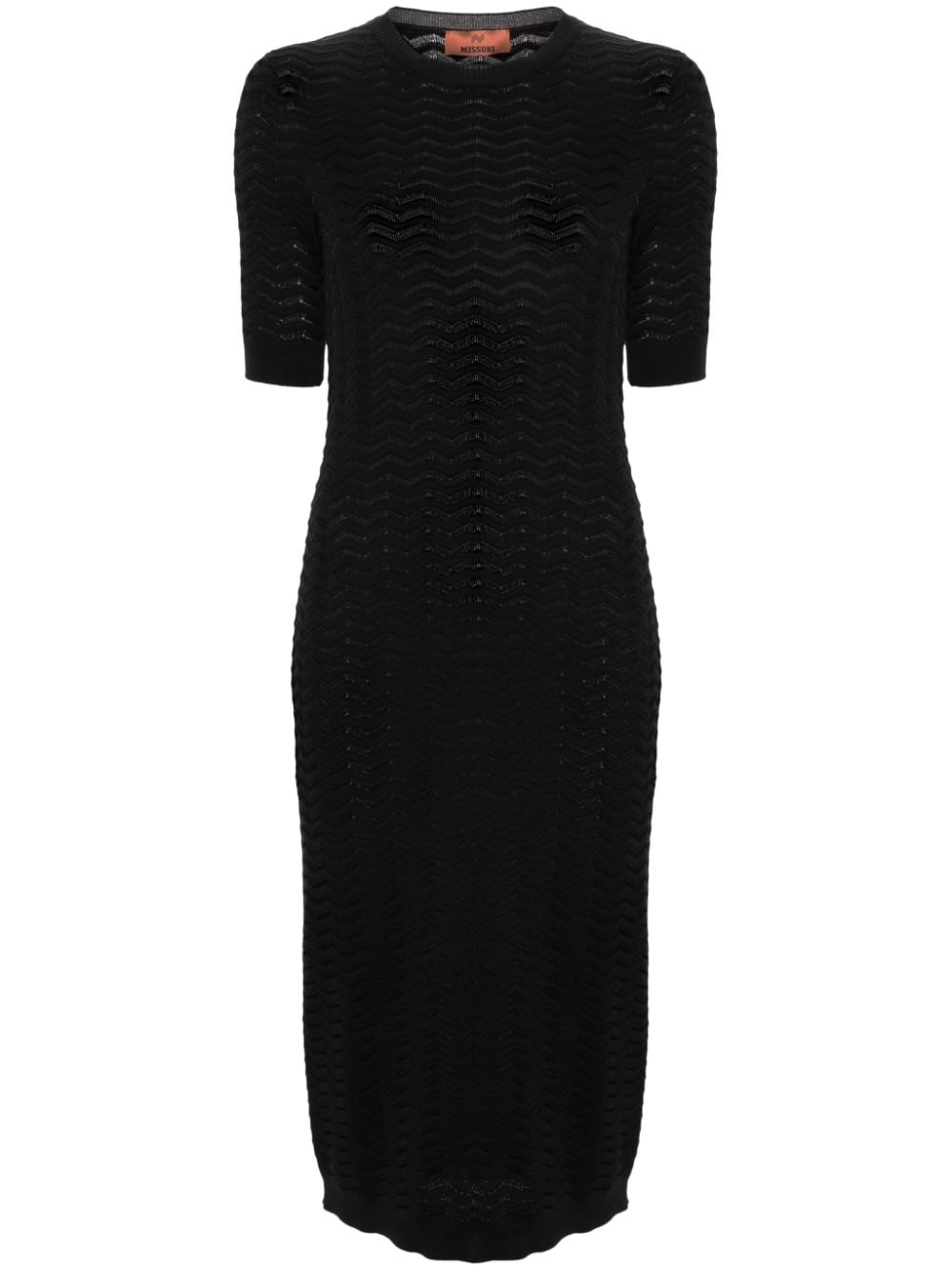 zigzag-woven midi dress - 1