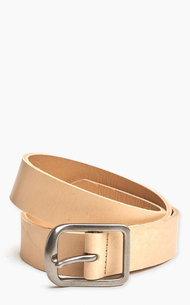 NAKED & FAMOUS DENIM THICK BELT BOVINE LEATHER 7MM NATURAL TAN - 1