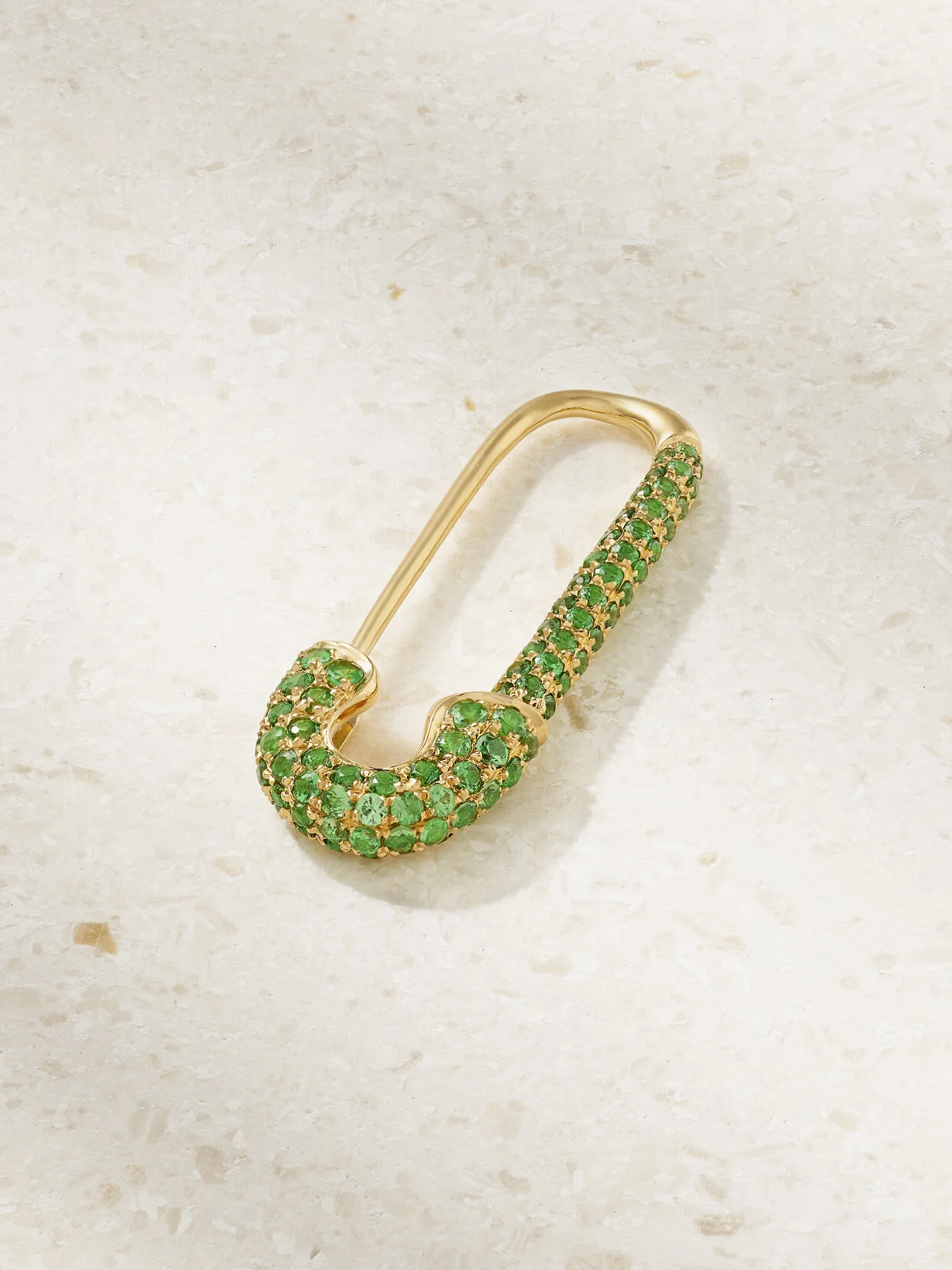 Safety Pin 18-karat Gold Tsavorite Single Earring - 1