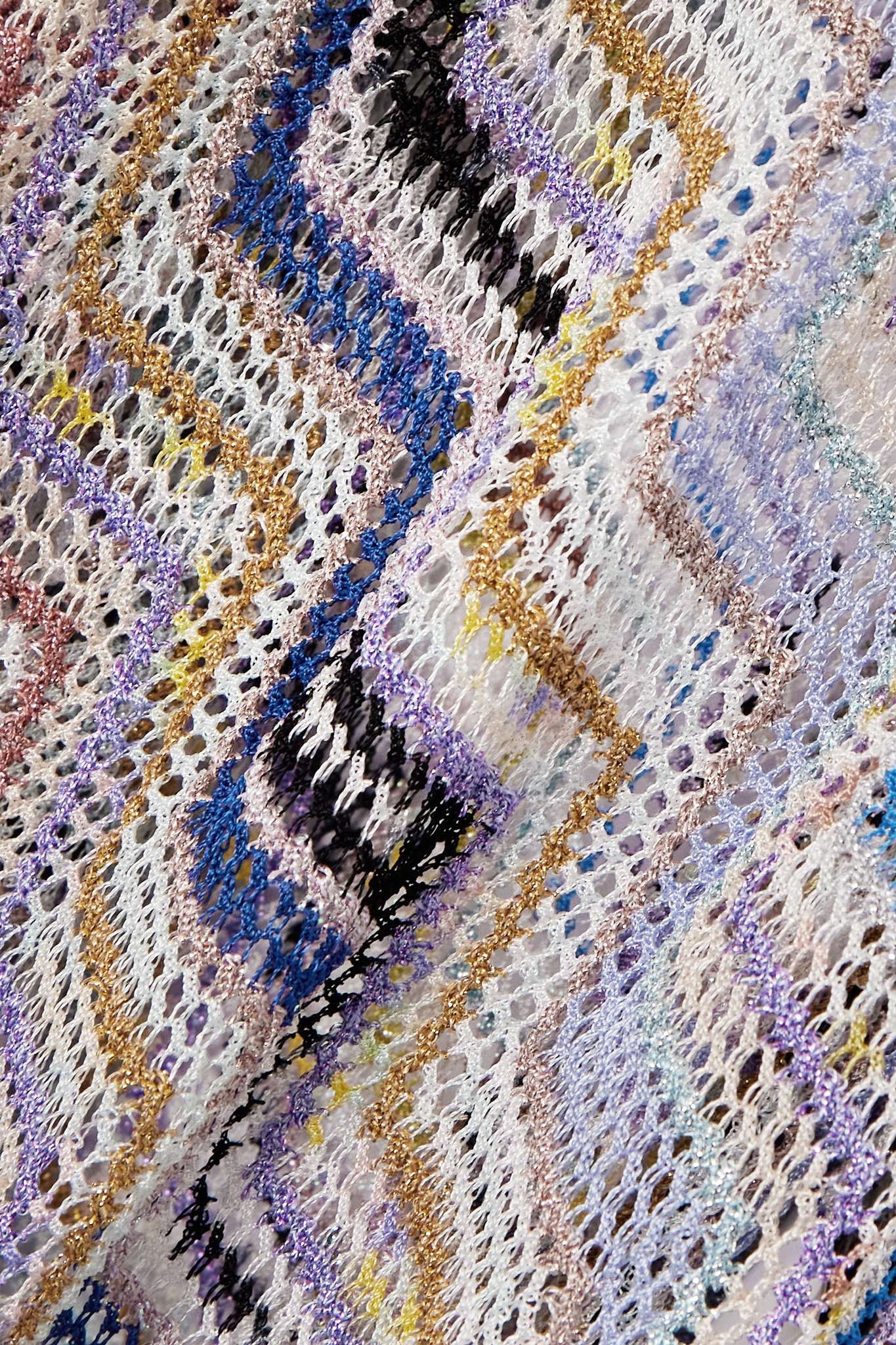 Striped metallic crochet-knit coverup - 4