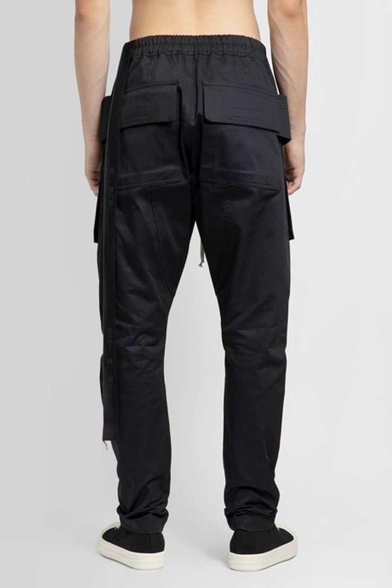 Rick owens drkshw 남자의 검정 strobe creatch 화물 바지 면 능직물 3