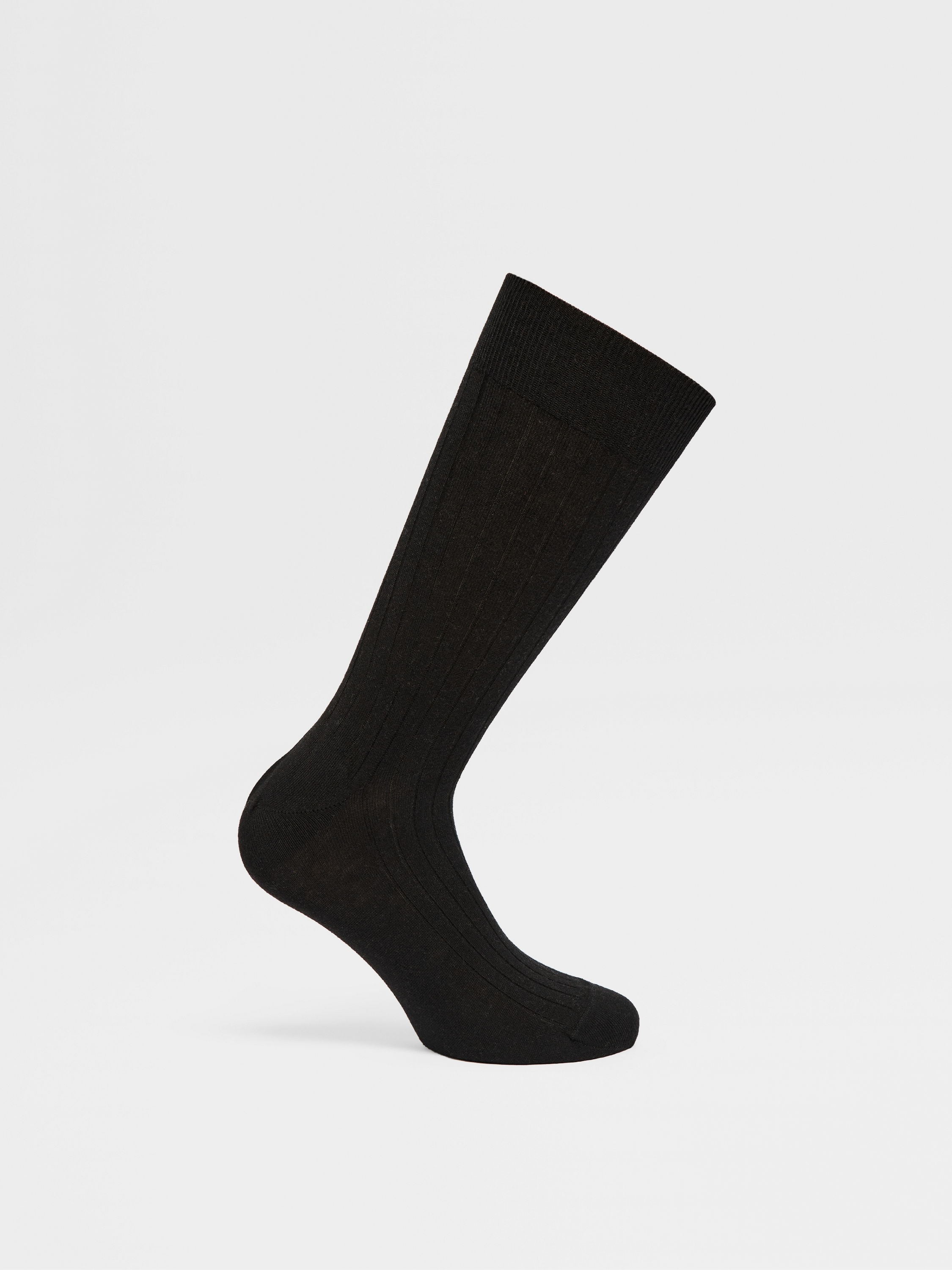 BLACK COTTON CASHMERE AND SILK SOCKS - 3