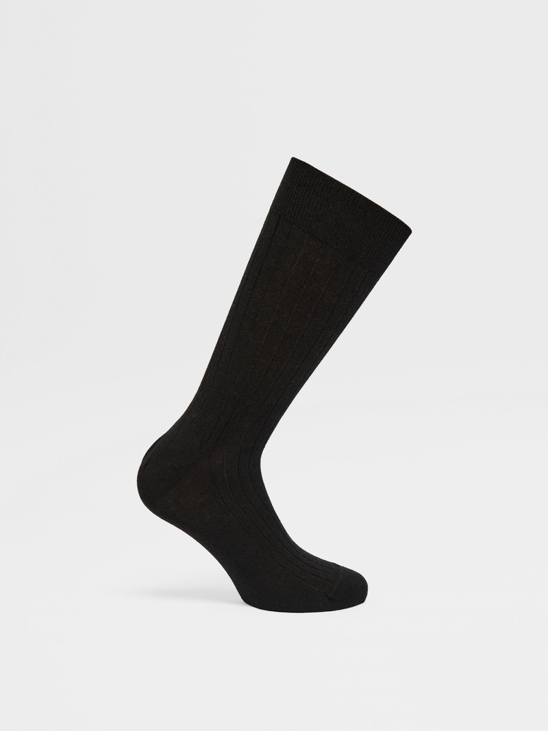 BLACK COTTON CASHMERE AND SILK SOCKS 3