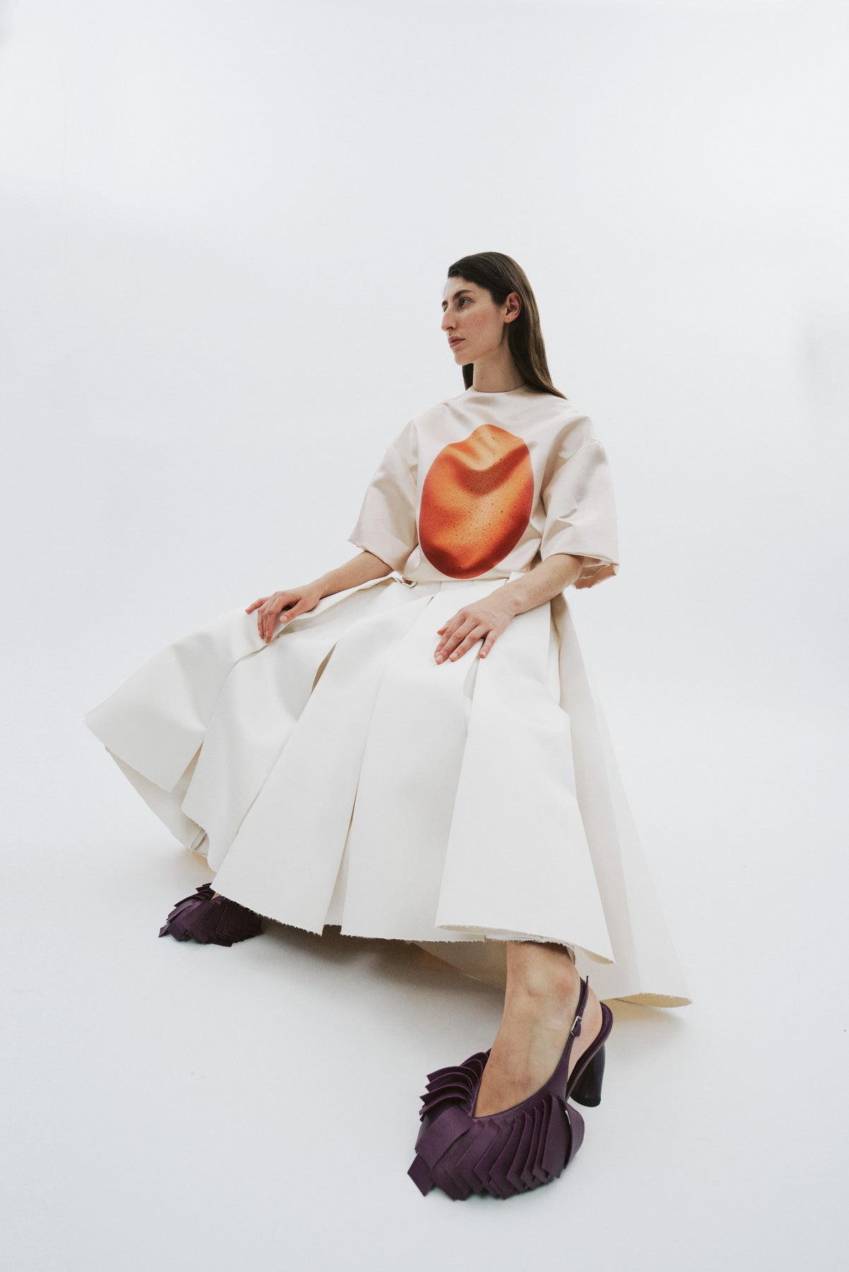 SATIN PANELLED SKIRT IVORY - 9