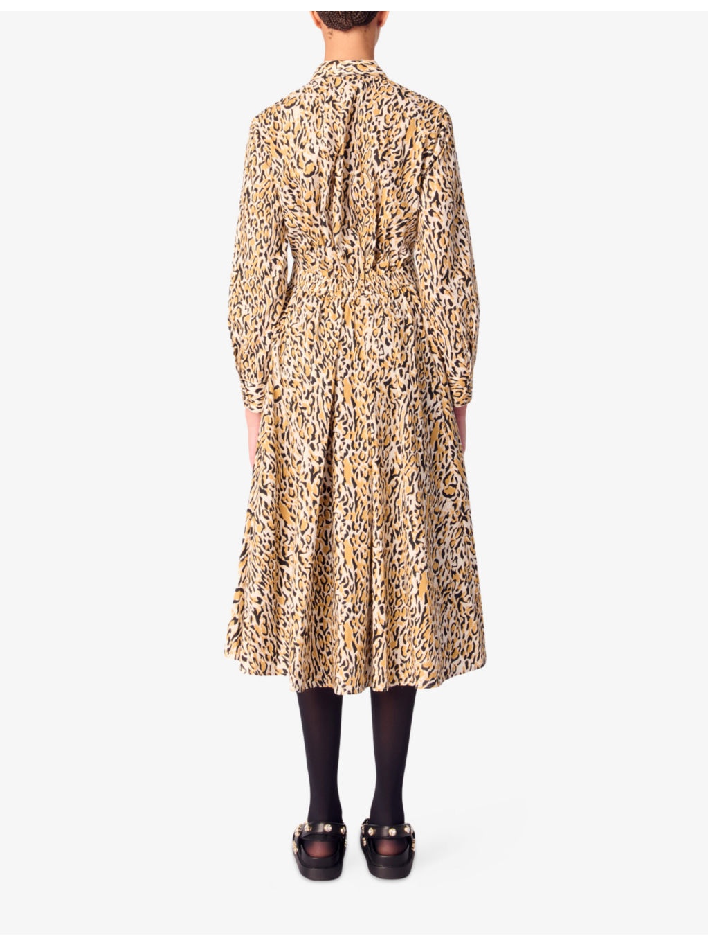 Leopard-Print Long-Sleeved Cotton Midi Dress - 4