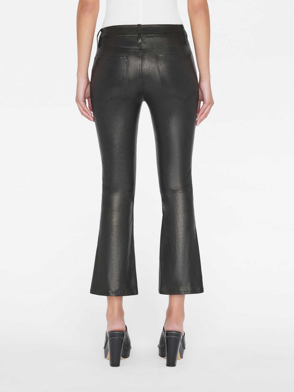 Leather Le Crop Mini Boot in Washed Black - 4