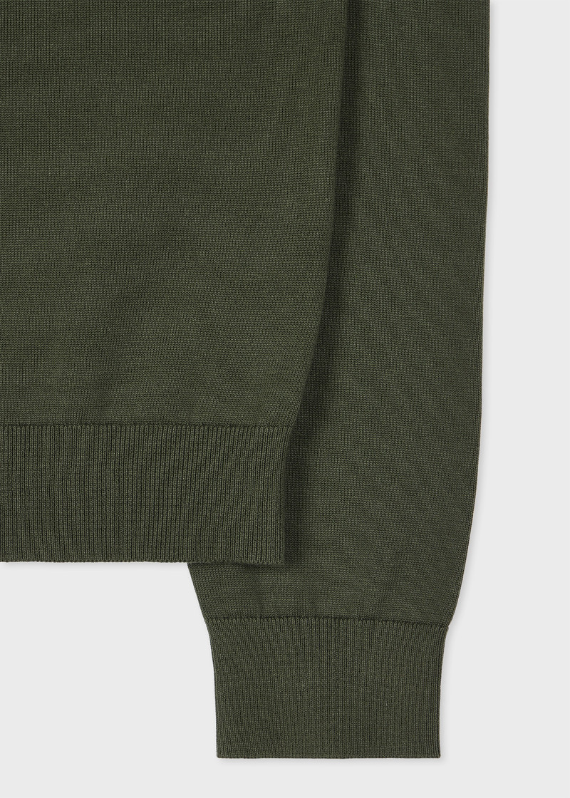 Paul Smith Khaki Organic Cotton Half Zip Zebra Logo Sweater outlook