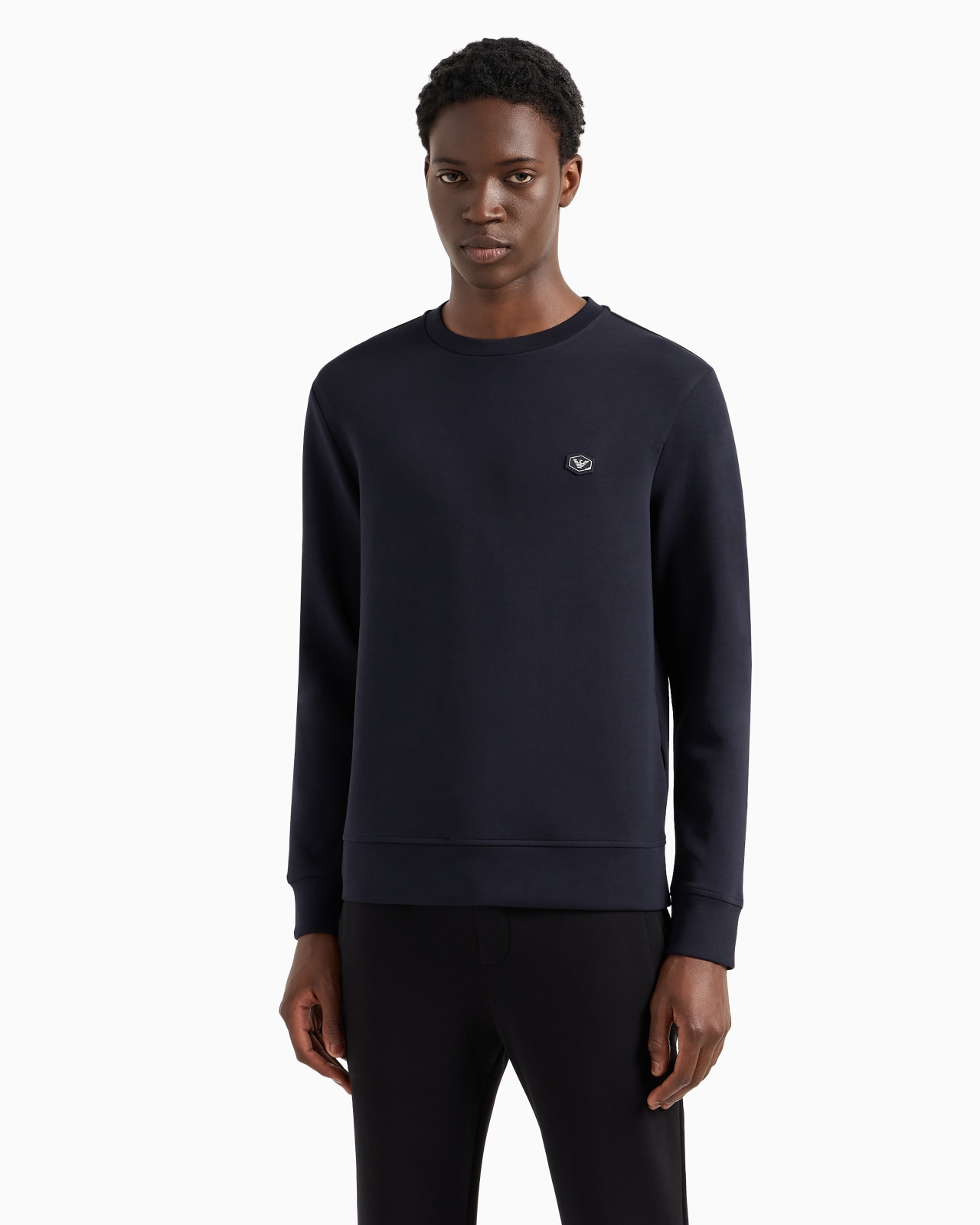 Crew-neck sweatshirt with micro logo patch - 4