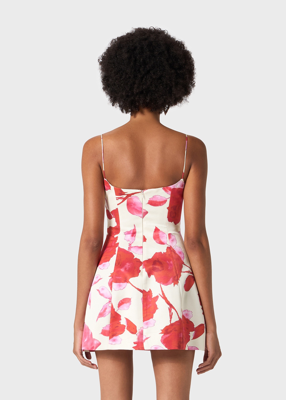 MINI DRESS IN PRINTED SATIN WITH SHAPED SKIRT - 4