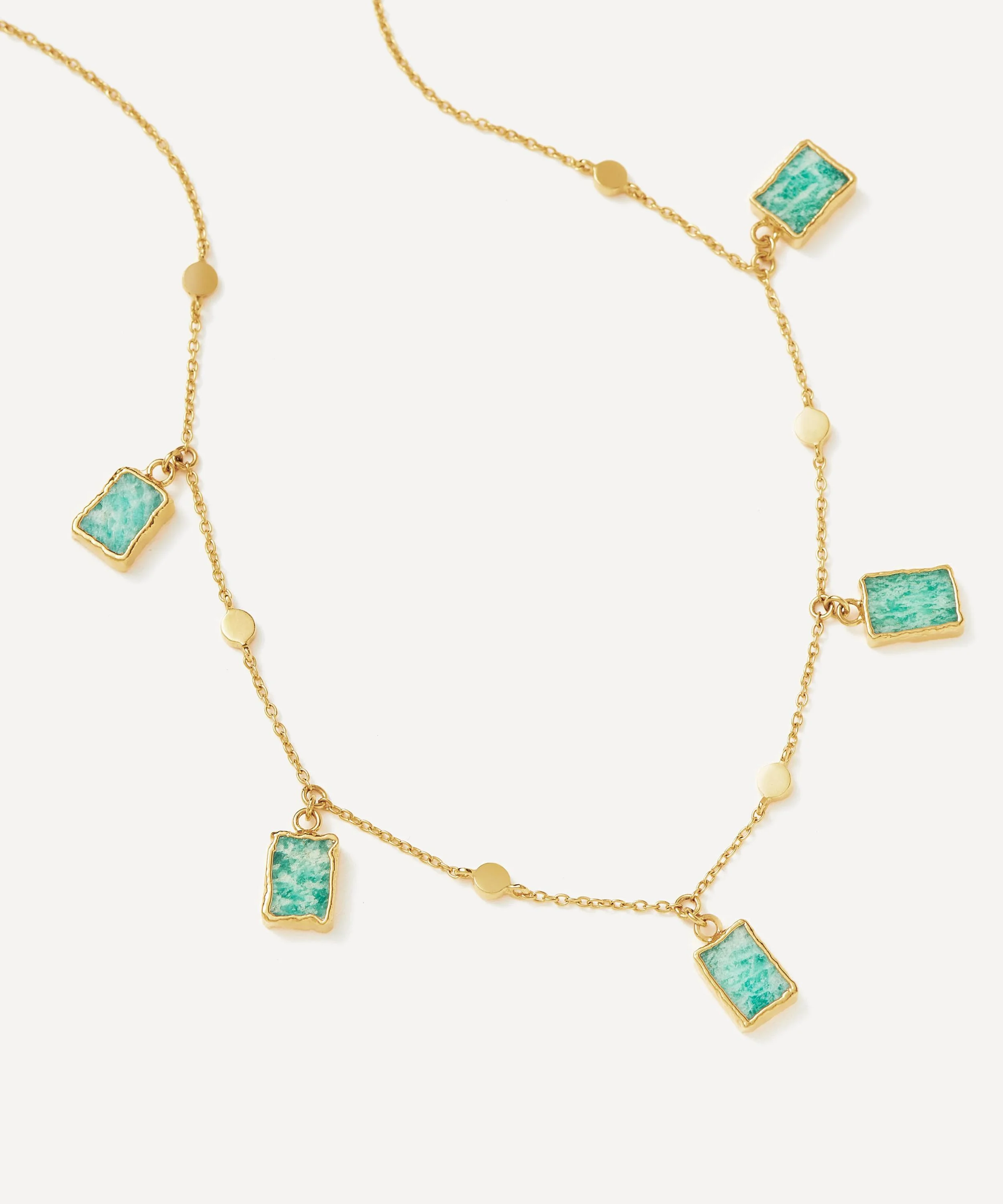 18ct Gold-Plated Vermeil Silver Amazonite Lena Charm Choker Necklace - 1