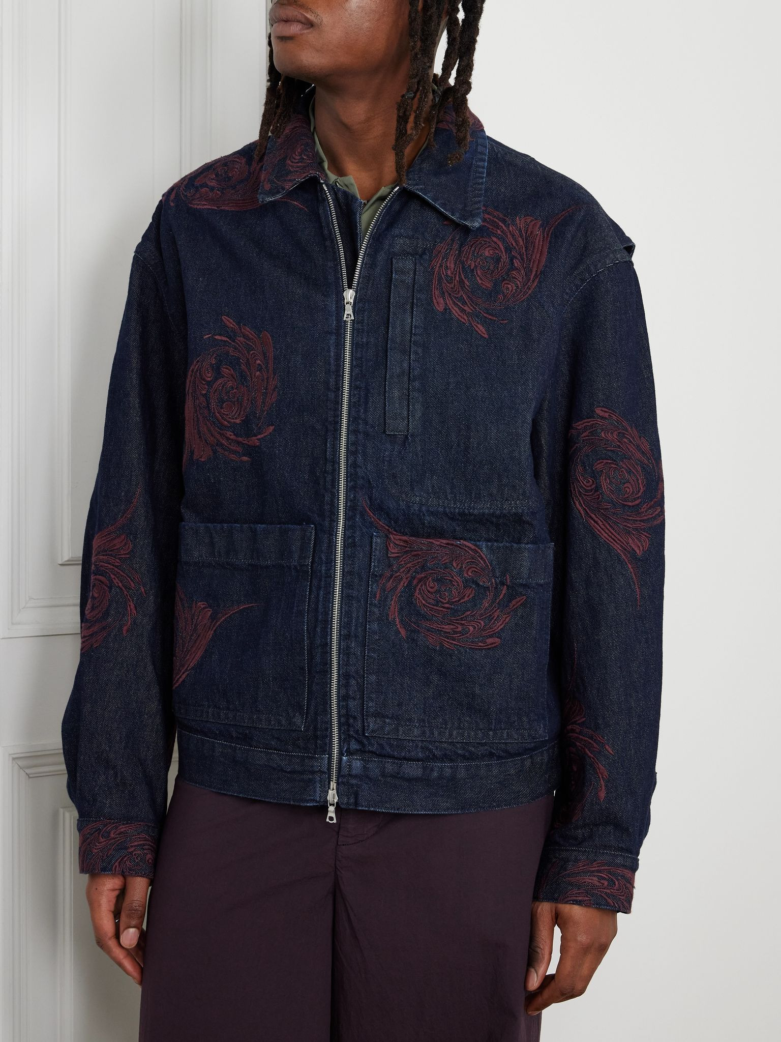 Embroidered Denim Jacket Blue - 3