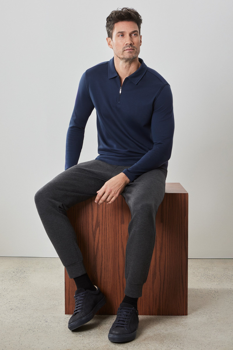 ROBERT BARAKETT The Barakett Long-Sleeve Zip Polo outlook
