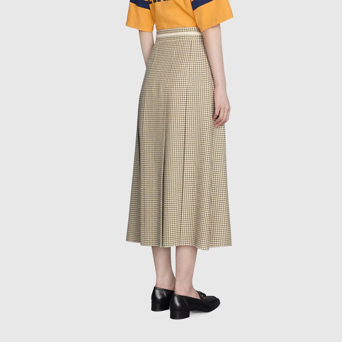 Check wool pleated skirt - 4