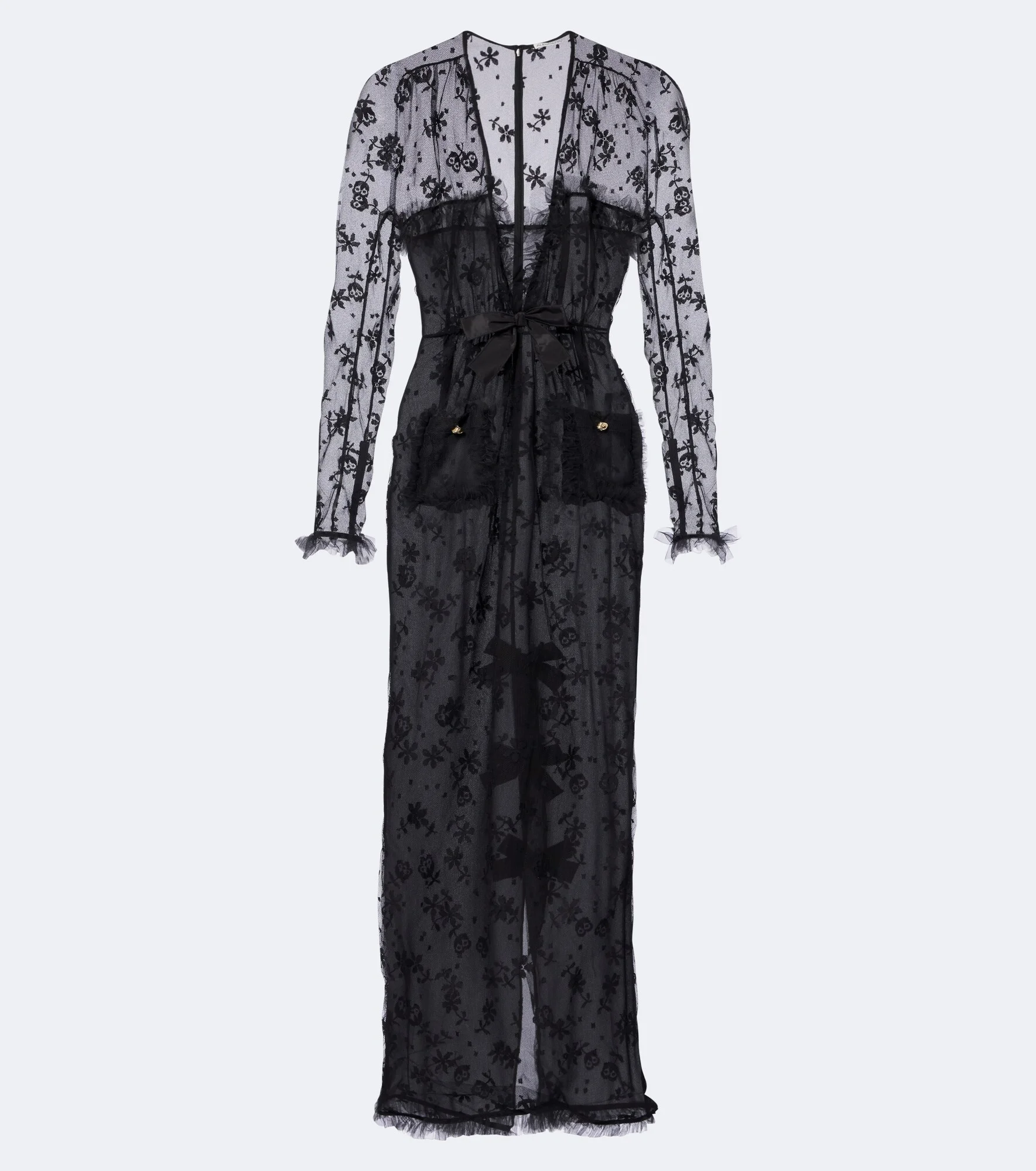 Bow-detail lace maxi dress - 1