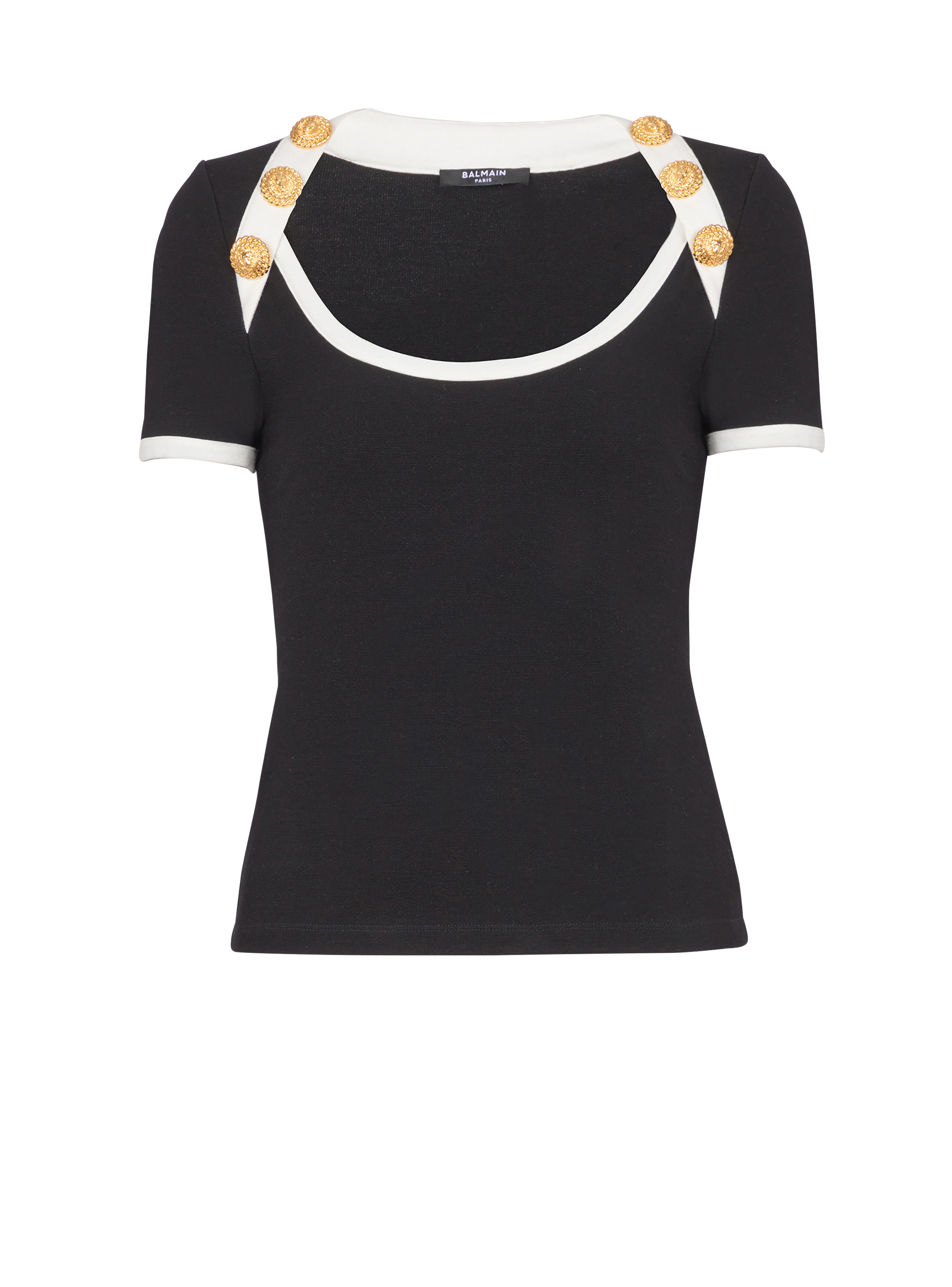 Two-tone T-shirt with button details - 1
