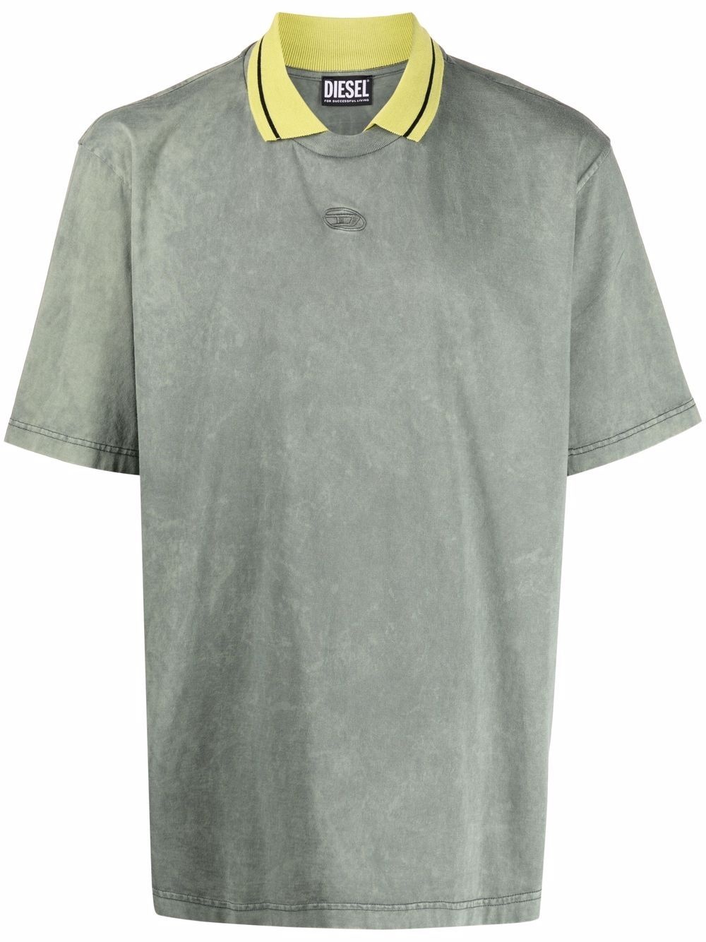 acid-wash polo collar T-shirt - 1