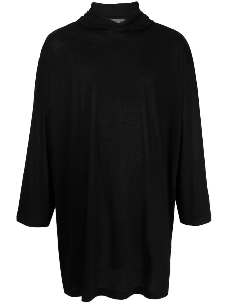 graphic-print long hoodie T-shirt 1