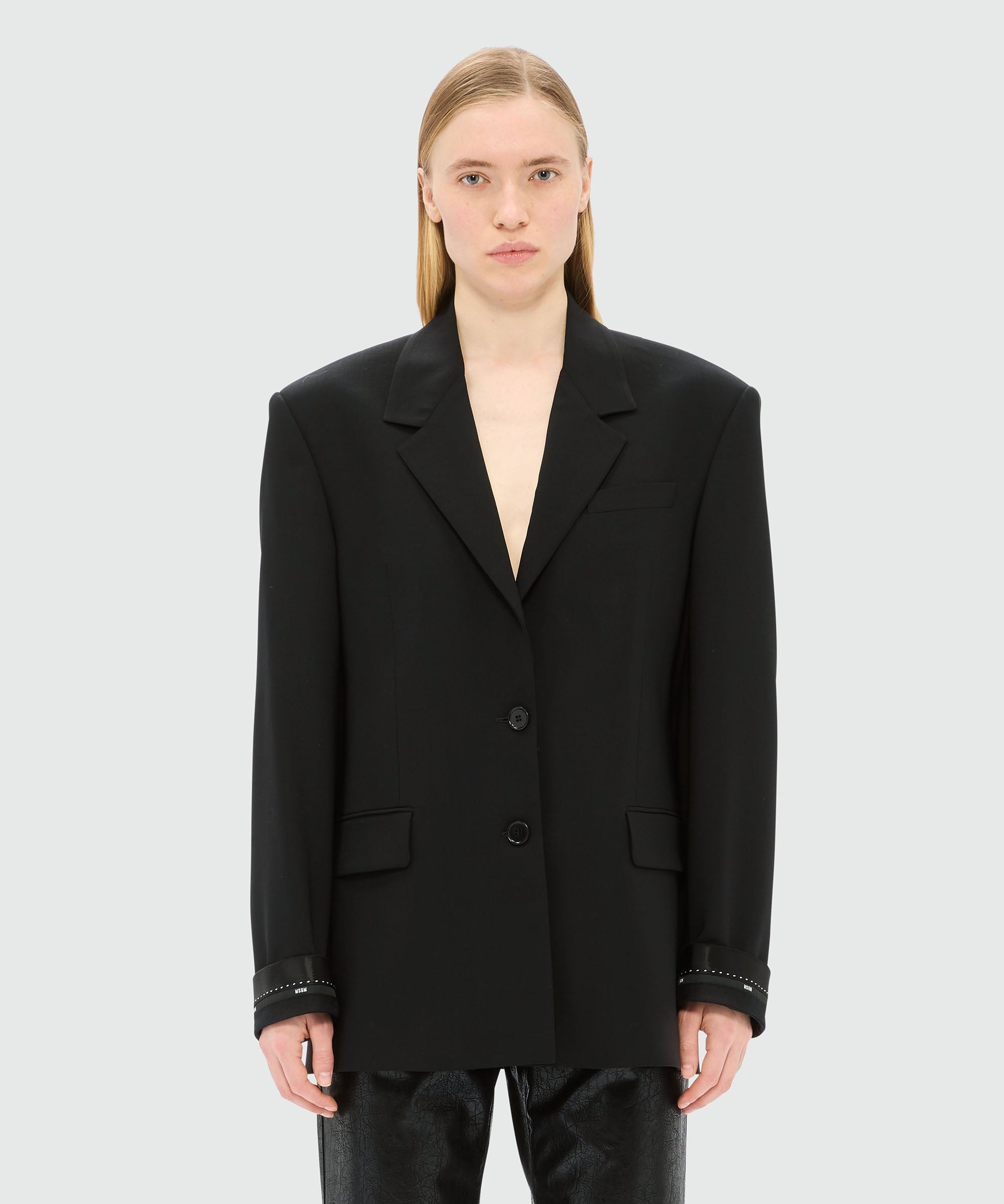 Black jacket in cool wool with MSGM ribbon - 2
