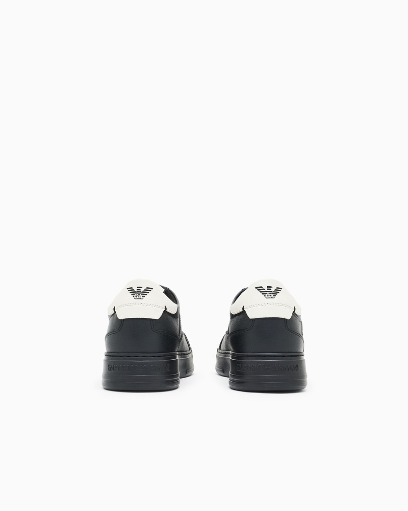EMPORIO ARMANI Hammered-leather sneakers outlook