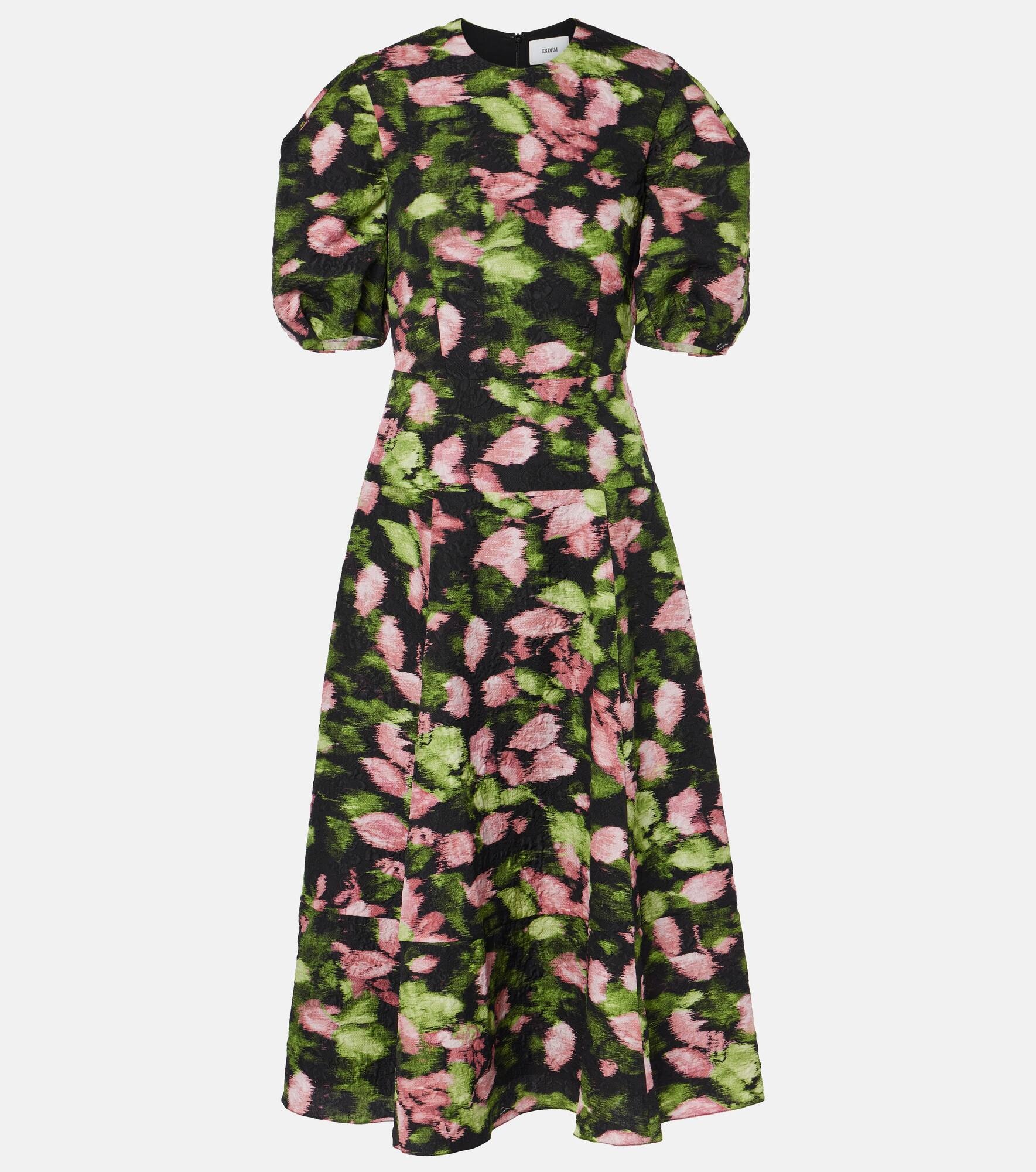 Floral matelassé midi dress - 1