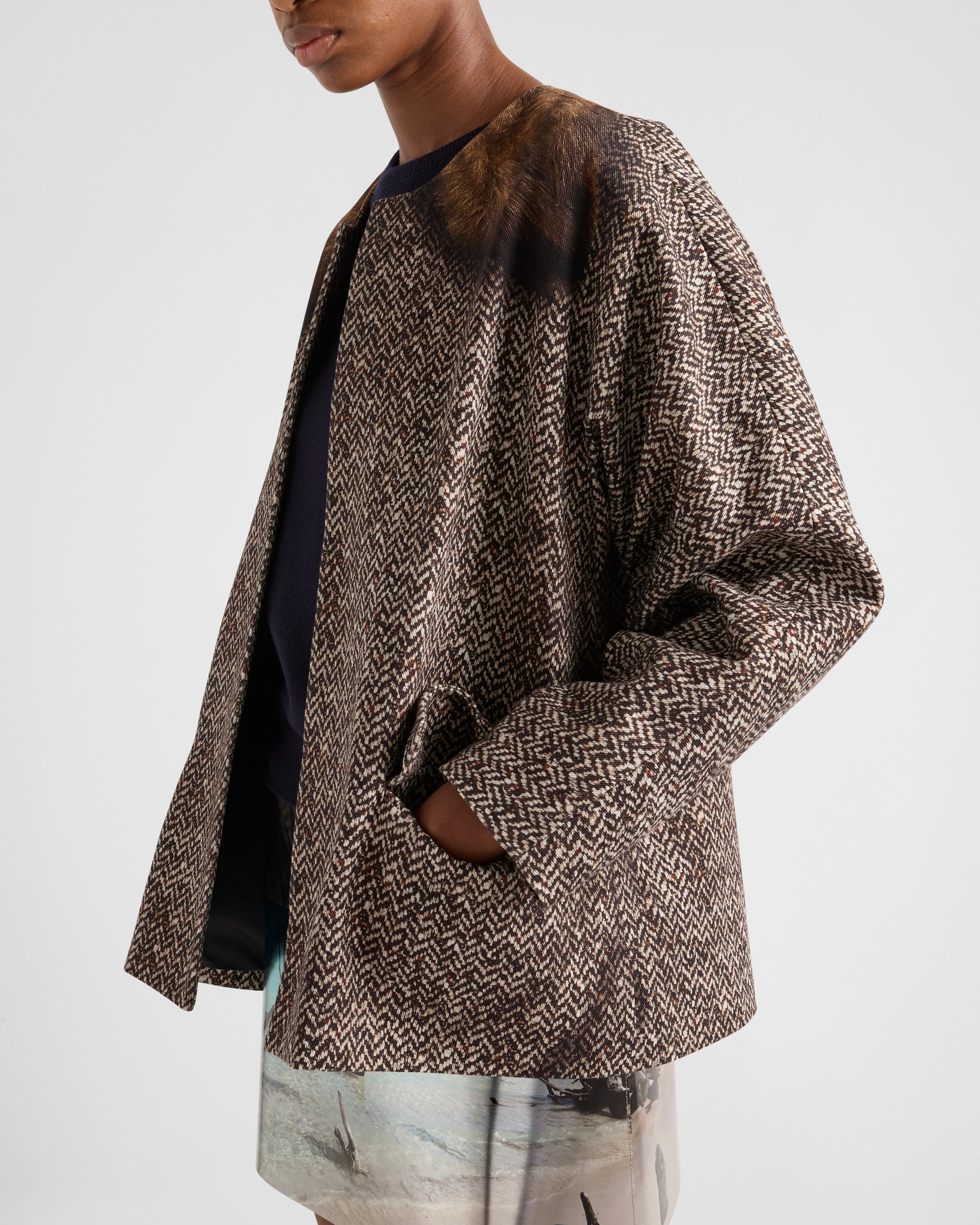 Single-breasted printed drill caban jacket - 4