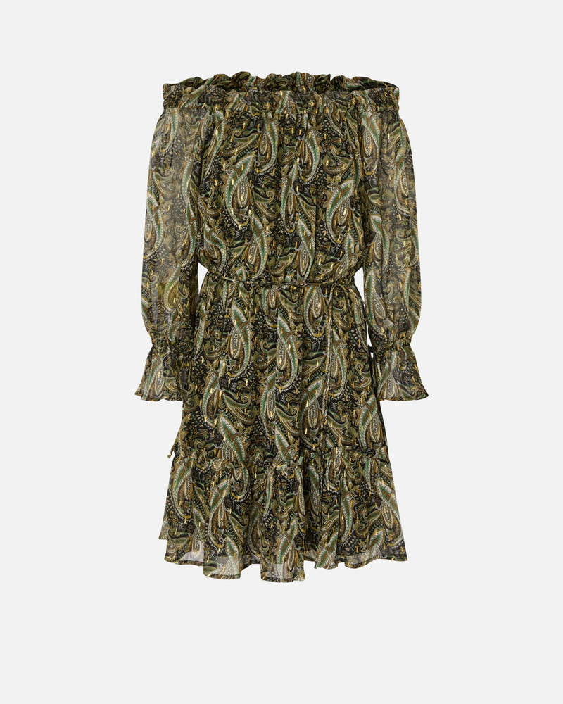 OFF-THE-SHOULDER MINI DRESS WITH CASHMERE PRINT 1