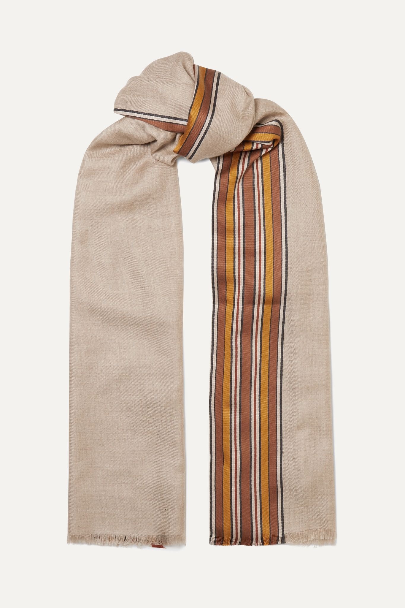 The Suitcase striped silk and cashmere-blend scarf - 1