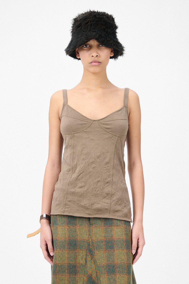 Cami Tank Olive Crinkle Jersey 3